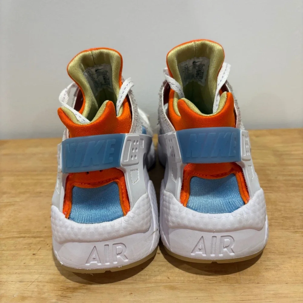 Nike‎ Air Huarache Running Shoes Mens White Orange Blue size 9.5 DX2345-100